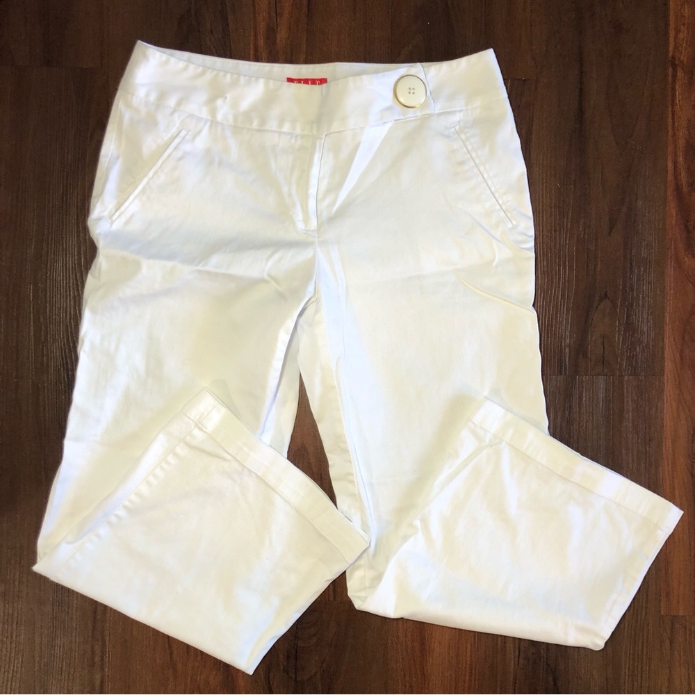 ELLE Women’s White Cropped Mid Rise Pants Size 8